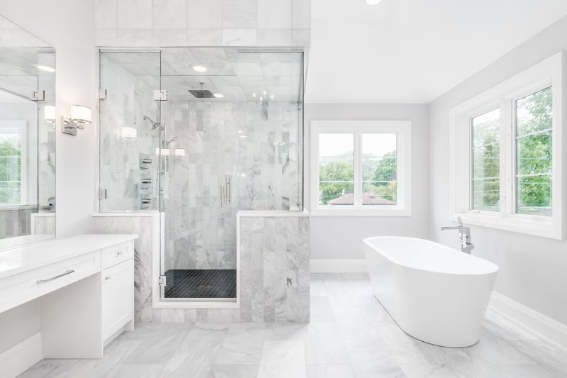 Open Concept Shower with Natural Stone